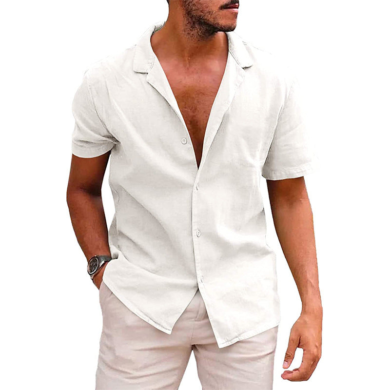 Linen-Cotton Short Sleeve Button Down | Masc-Fit
