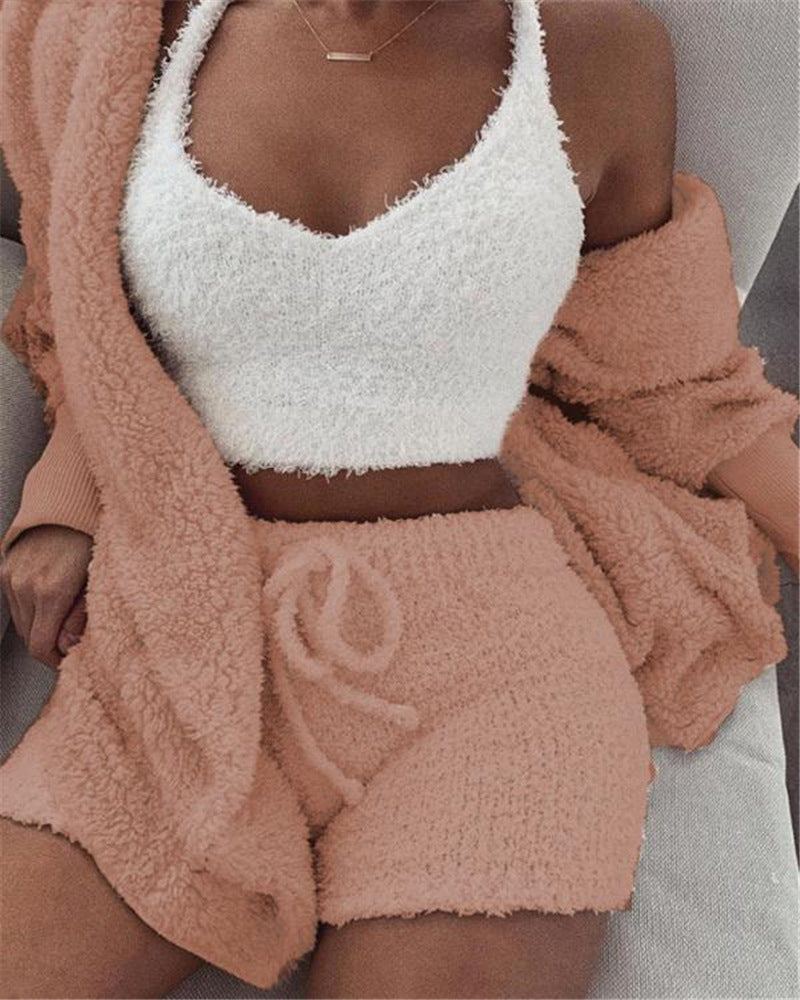Soft-Touch Chenille Cardigan & Pant Trio