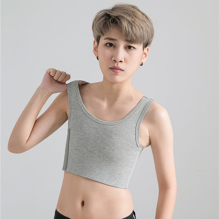 Les Lesbian Casual Breathable Buckle Short Chest Breast Binder Trans Vest