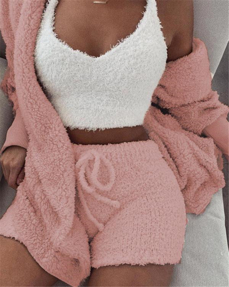Soft-Touch Chenille Cardigan & Pant Trio