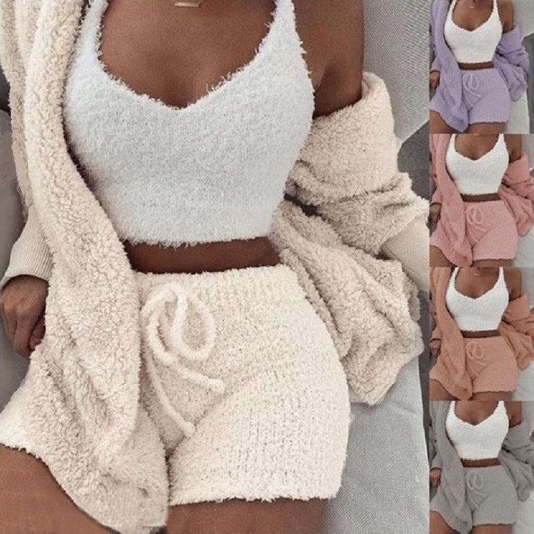 Soft-Touch Chenille Cardigan & Pant Trio