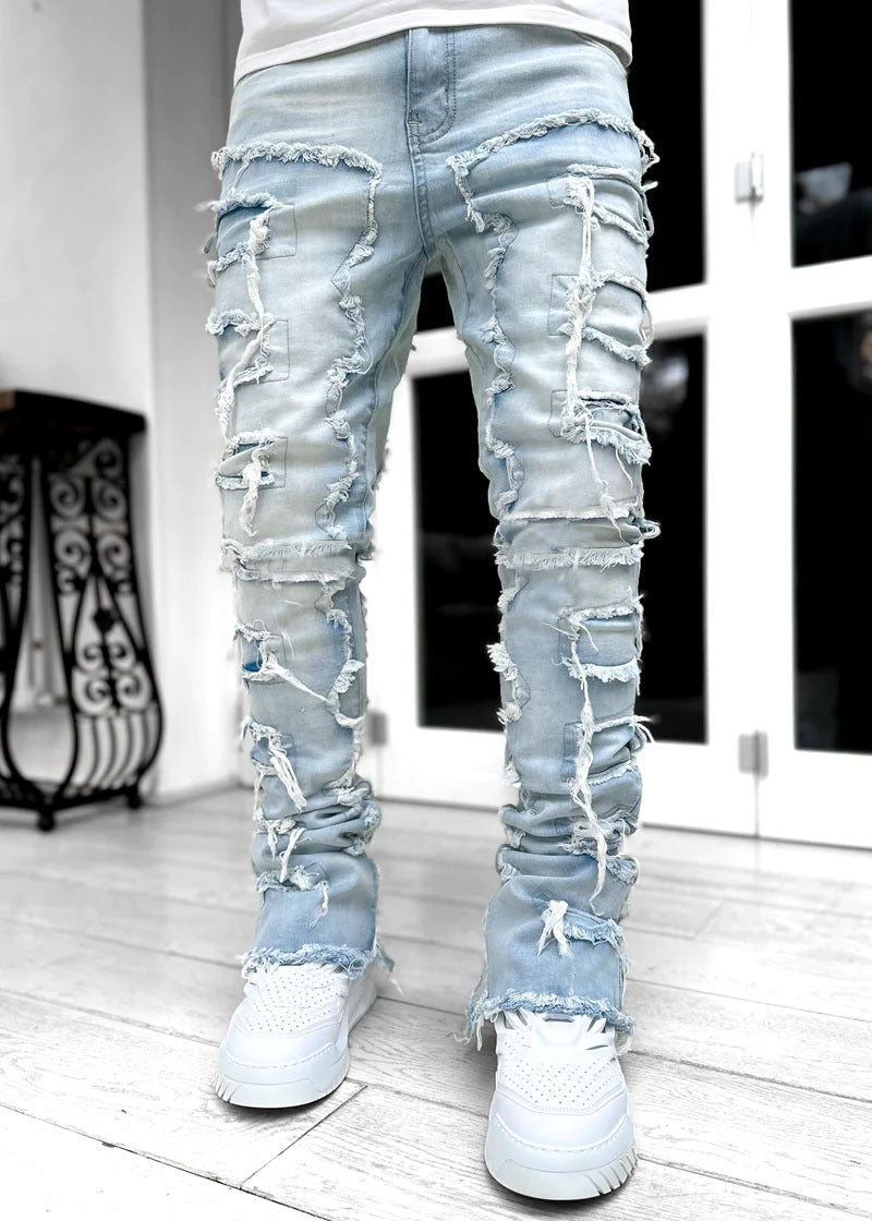 The Distressed Stacked Denim | Masc Fit