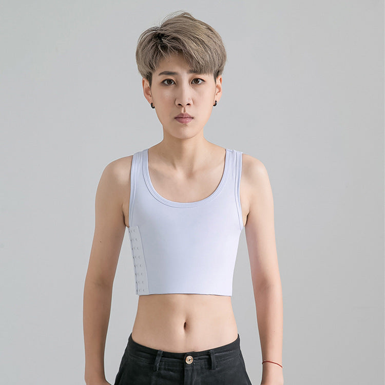 Les Lesbian Casual Breathable Buckle Short Chest Breast Binder Trans Vest