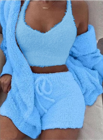 Soft-Touch Chenille Cardigan & Pant Trio