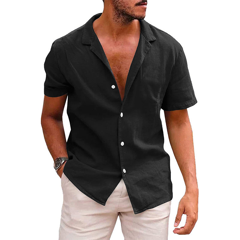 Linen-Cotton Short Sleeve Button Down | Masc-Fit