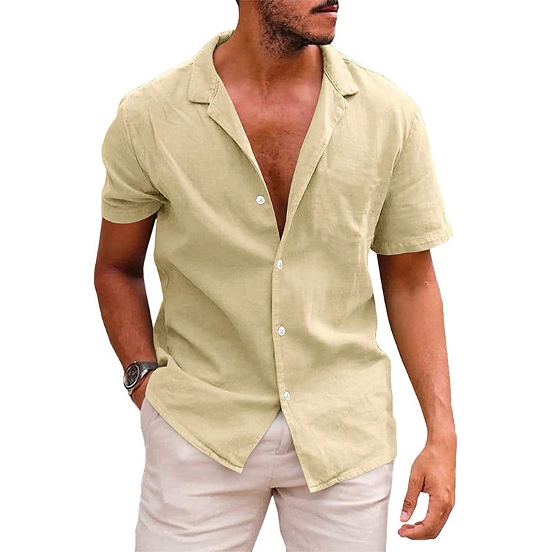 Linen-Cotton Short Sleeve Button Down | Masc-Fit