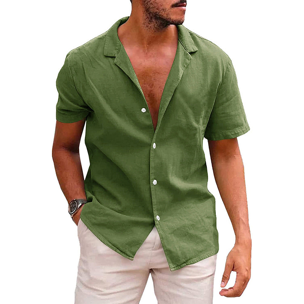 Linen-Cotton Short Sleeve Button Down | Masc-Fit