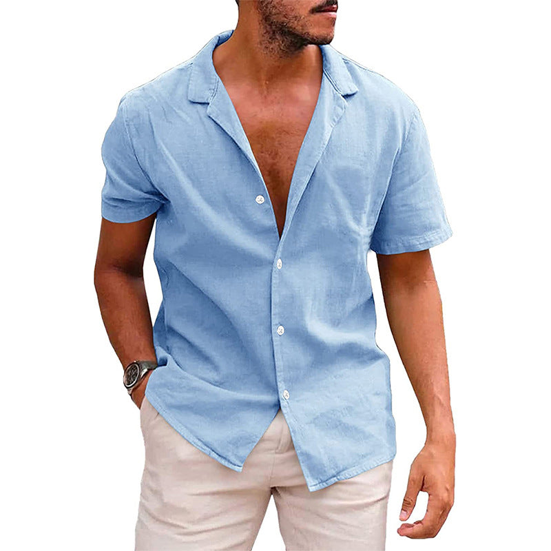Linen-Cotton Short Sleeve Button Down | Masc-Fit