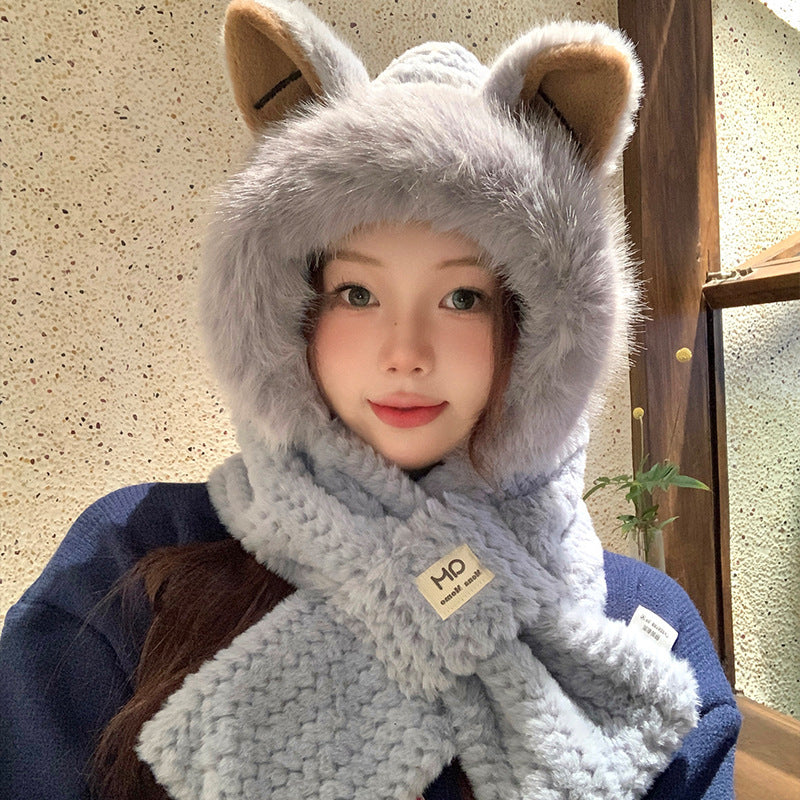 The "Snow Fox" Faux Fur Hooded Scarf