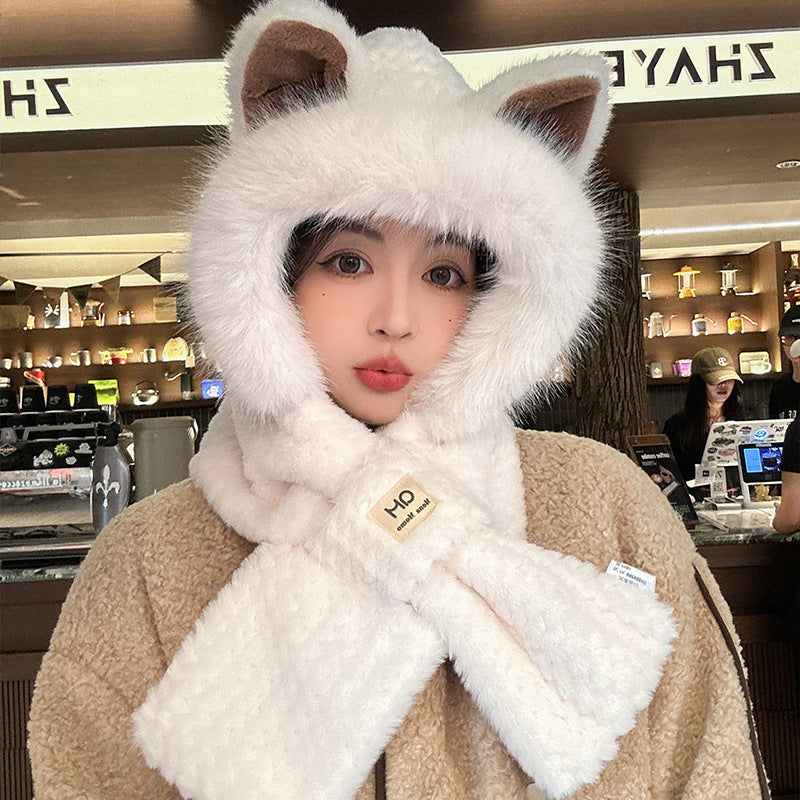 The "Snow Fox" Faux Fur Hooded Scarf
