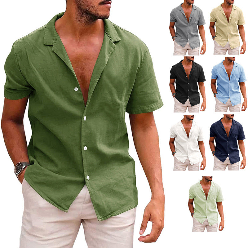 Linen-Cotton Short Sleeve Button Down | Masc-Fit