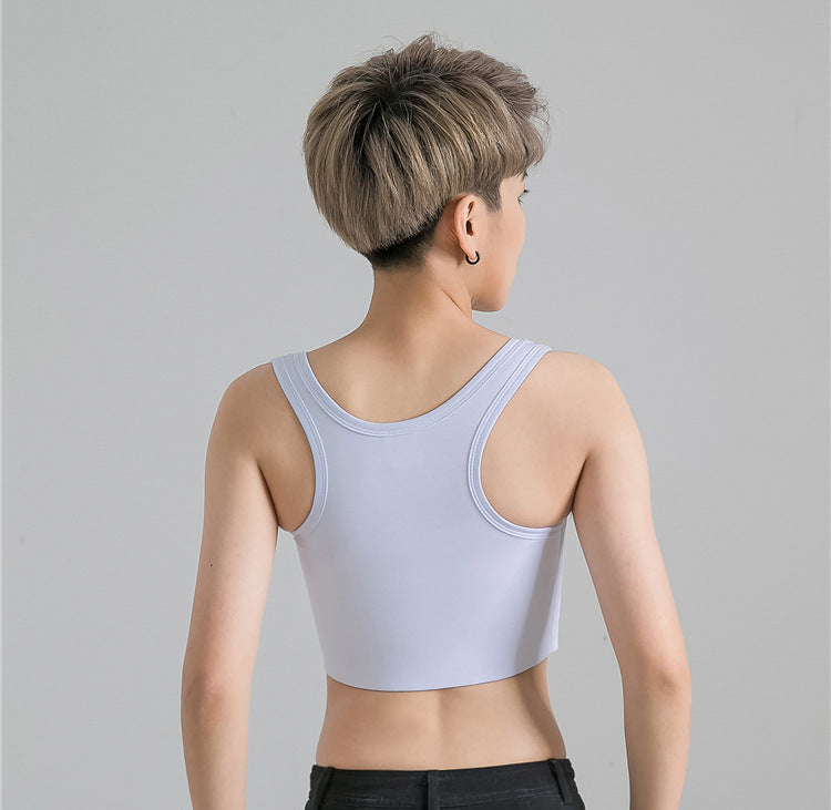 Les Lesbian Casual Breathable Buckle Short Chest Breast Binder Trans Vest