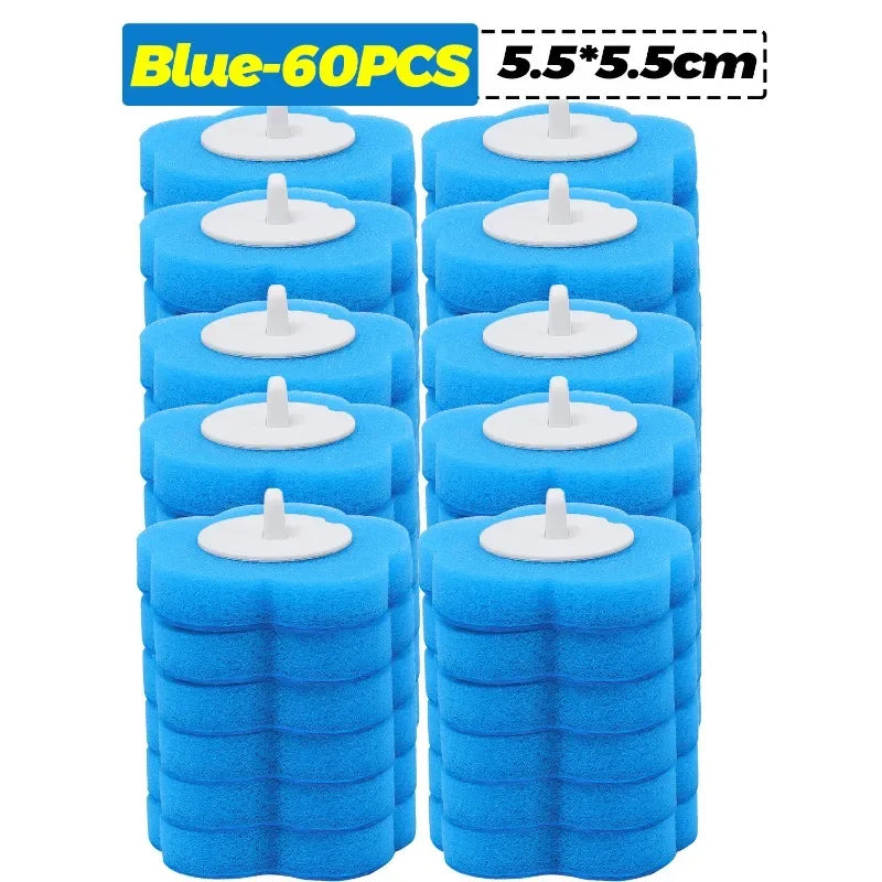 6-60PCS Disposable Toilet Brush Heads Bathroom Replacement Sponges Head Toilet Cleaning Brush Refills No Dead Angle Brush Heads