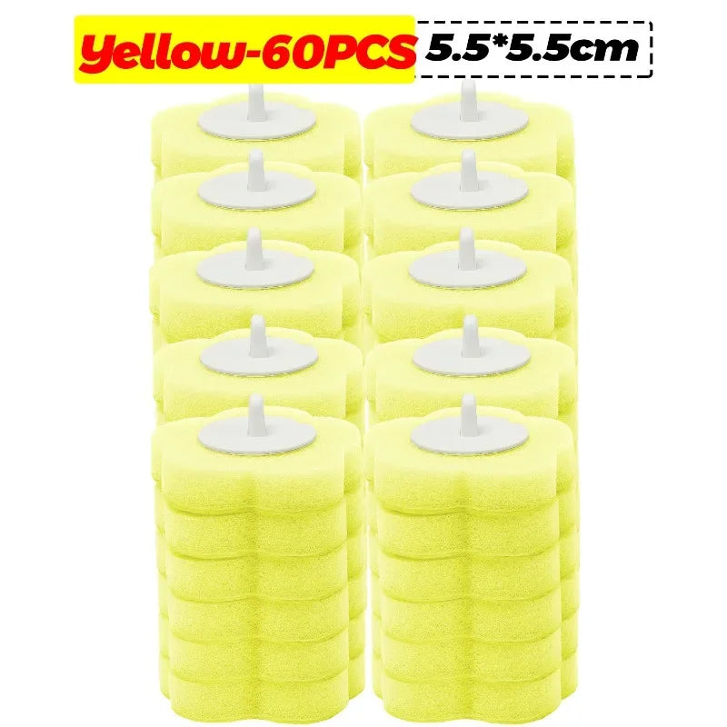6-60PCS Disposable Toilet Brush Heads Bathroom Replacement Sponges Head Toilet Cleaning Brush Refills No Dead Angle Brush Heads
