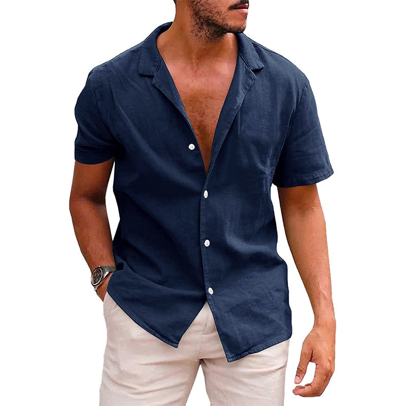 Linen-Cotton Short Sleeve Button Down | Masc-Fit