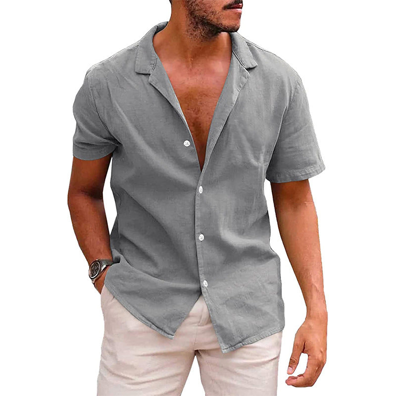 Linen-Cotton Short Sleeve Button Down | Masc-Fit
