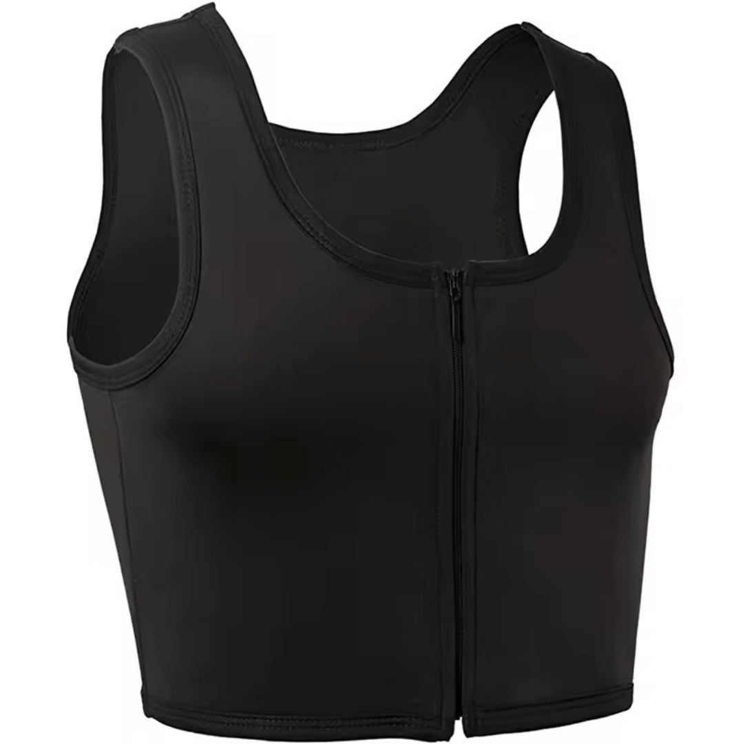 Front-Zip Chest Binder | Flat Vest | Breathable Transgender & Nonbinary Compression Top