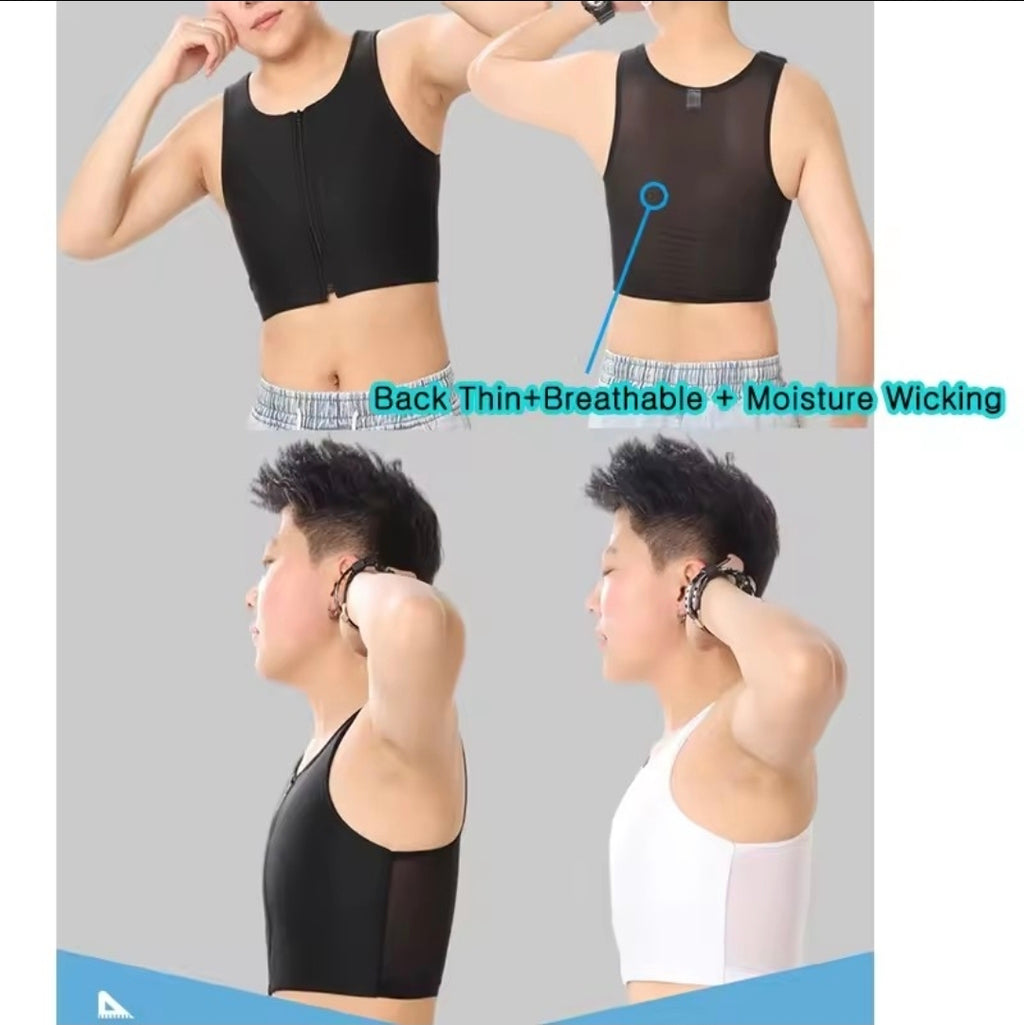 Front-Zip Chest Binder | Flat Vest | Breathable Transgender & Nonbinary Compression Top