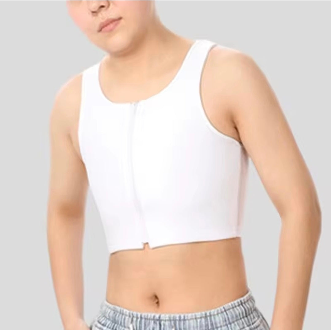 Front-Zip Chest Binder | Flat Vest | Breathable Transgender & Nonbinary Compression Top