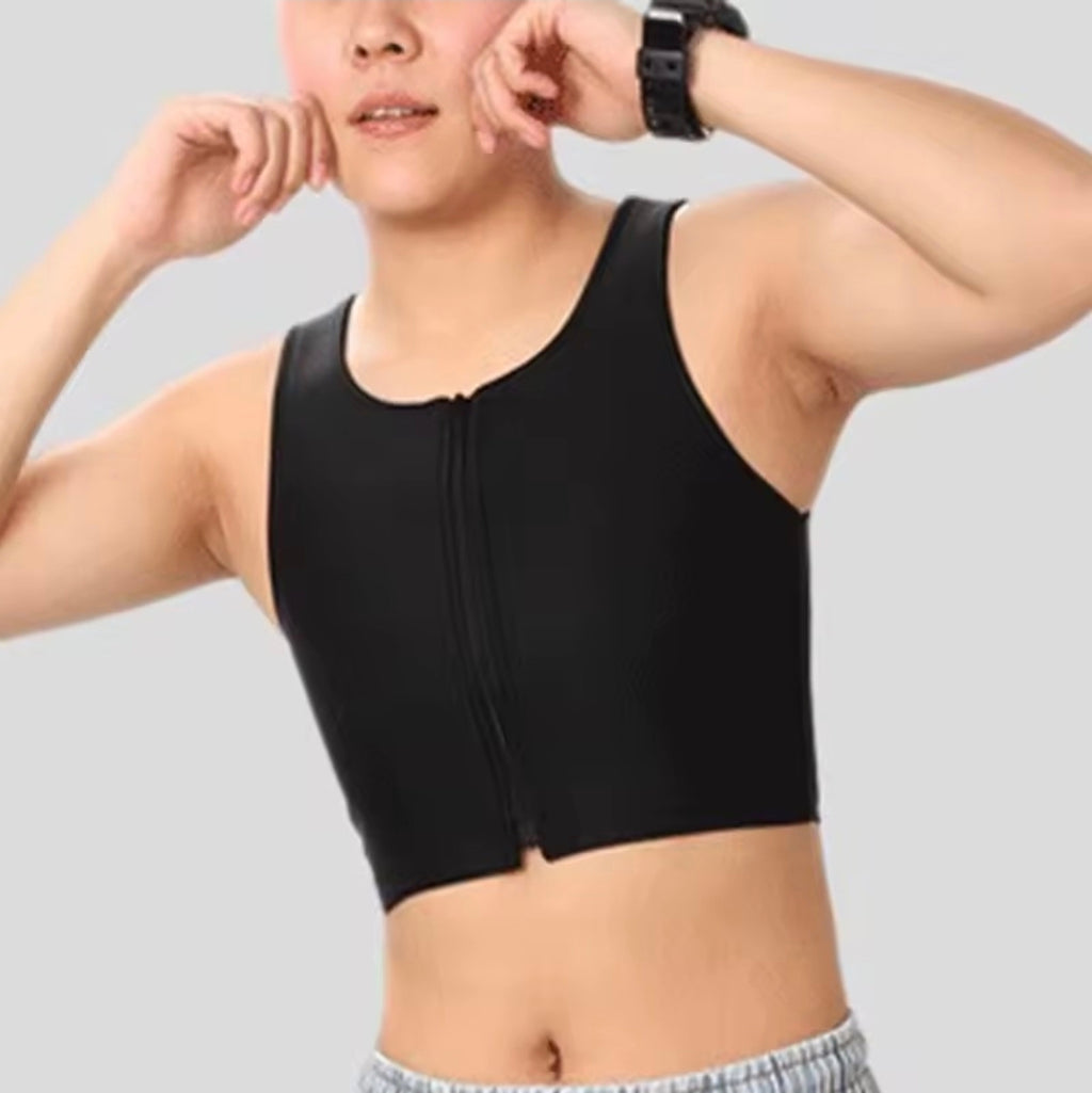 Front-Zip Chest Binder | Flat Vest | Breathable Transgender & Nonbinary Compression Top